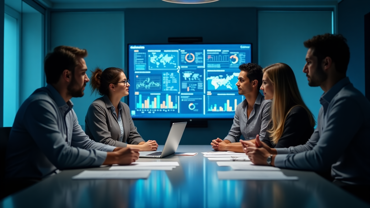 Riunione aziendale con analisi dati